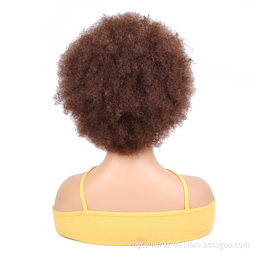 Free Sample Virgin Remy Human Hair Short Afro Kinky Curly Glueless African Wig for Black Women
